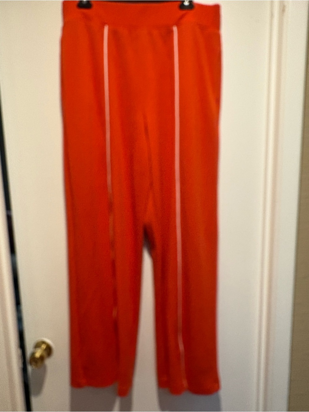 SPANX Wide-Leg Pull-On Pants in Orange with Contrast Piping
